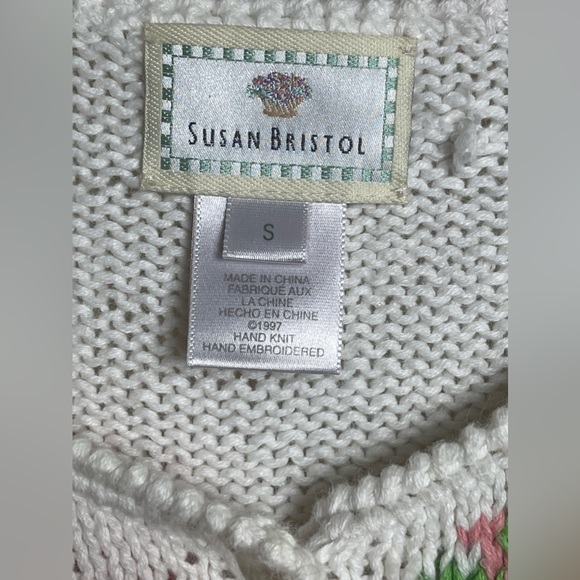 Susan Bristol Vintage Hand Knit Fish Print Button Sweater Size Small - Picture 6 of 11